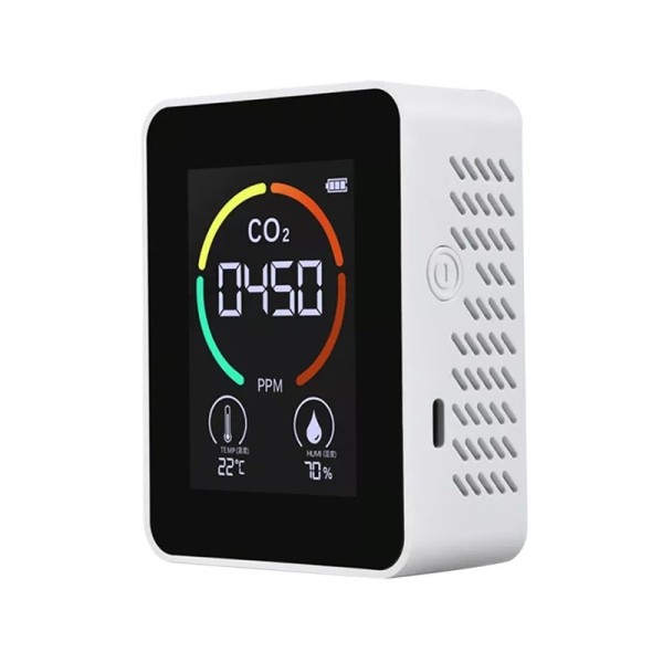 Tester multifunctional digital pentru calitatea aerului, CO2, temperatura si umiditate, 3 in 1, culoare alb